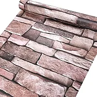 JAAMSO ROYALS Nature Brick Stone Wallpaper Self Adhesive, Peel and Stick Wallpaper for Wall d?cor and Home d?cor (18"" x 394"")-thumb1