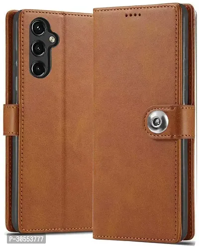 Coverblack Dual Protection Artificial Leather,Rubber Flip Cover For Samsung Galaxy M34 5GExecutive Brown-thumb0