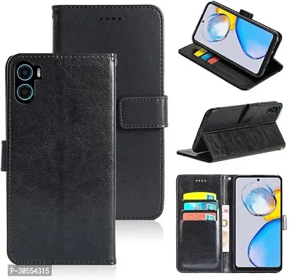 Coverblack Magnetic Case Artificial Leather,Rubber Flip Cover For Motorola E32Gravity Black-thumb0