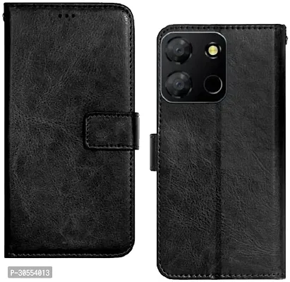 Coverblack Dual Protection Artificial Leather,Silicon Flip Cover For Itel P662L , Itel P40 (6.6 Inch)Vintage Starry Black