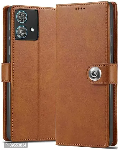 Coverblack Magnetic Case Artificial Leather,Silicon Flip Cover For Moto Edge 40NeoVintage Brown-thumb0