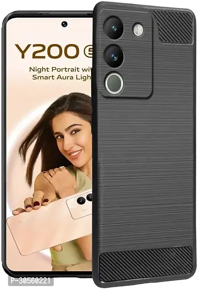 Coverblack Matte Finish Silicon Back Cover For Vivo V2307 , Vivo_Y200 5GBlack-thumb2