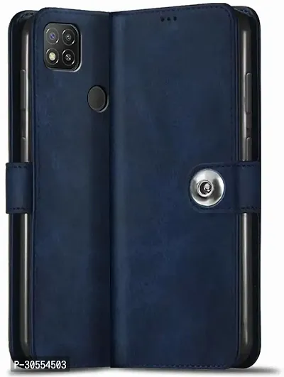 Coverblack Hybrid Tpu Artificial Leather,Rubber Flip Cover For Redmi 9 ActivBlue