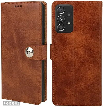 Coverblack Shock Proof Artificial Leather Flip Cover For Samsung A13 4G Sma135FBrown