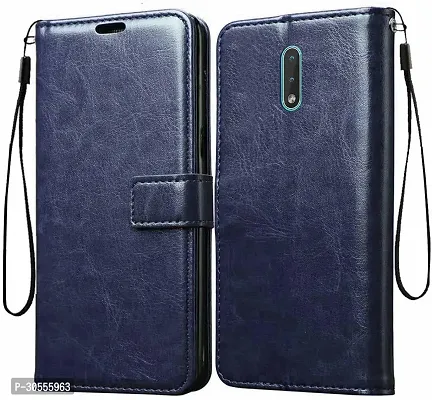 Coverblack Dual Protection Artificial Leather,Rubber Flip Cover For Nokia 2.3Ta1209Navy Blue-thumb2