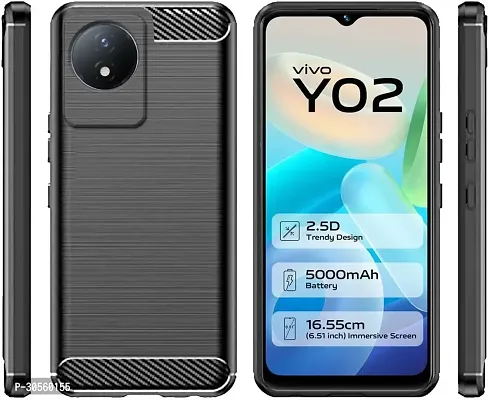 Coverblack Grip Case Rubber Back Cover For Vivo Y02TBlack-thumb2