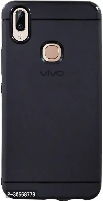 Coverblack Shock Proof Rubber Back Cover For Vivo V11Black-thumb0