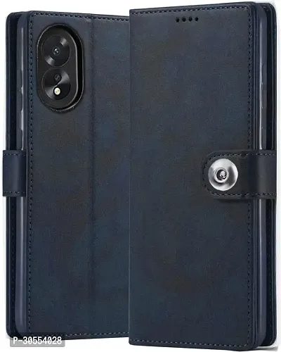 Coverblack Dual Protection Artificial Leather,Rubber Flip Cover For Oppo A78 4G (6.43 Inch )Blue