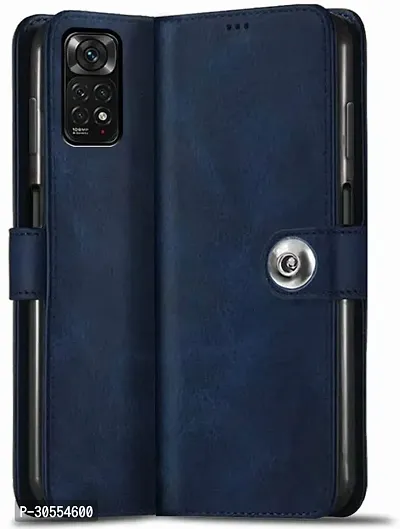 Coverblack Magnetic Case Artificial Leather,Rubber Flip Cover For Redmi Note 11Blue-thumb0