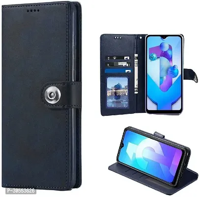 Coverblack Dual Protection Artificial Leather,Silicon Flip Cover For Samsung Smm136Bl , M13 5GNavy Blue-thumb0