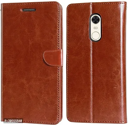 Coverblack Dual Protection Artificial Leather,Rubber Flip Cover For Lenovo K6 NoteMdi 1Vintage Brown-thumb2