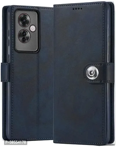 Coverblack Oppo Cph2603 , F25 Pro 5G Flip Cover Full Protection Imported Tpu Wallet Button Magnetic Book Leather Flip Cover For Oppo F25 Pro 5G Blue