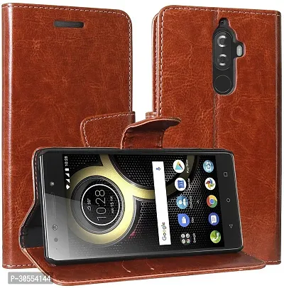 Coverblack Magnetic Case Artificial Leather,Rubber Flip Cover For Lenovo K8 PlusTan Brown