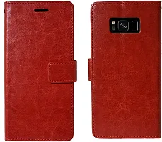 Coverblack Dual Protection Artificial Leather,Rubber Flip Cover For Samsung Galaxy S8Vintage Red-thumb1