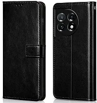 Coverblack Magnetic Case Artificial Leather,Silicon Flip Cover For Oneplus 11 5GCph2447Vintage Starry Black-thumb1