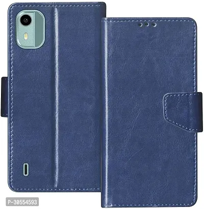 Coverblack Magnetic Case Artificial Leather,Silicon Flip Cover For Nokia Ta1562 , Nokia C12ProCobalt Blue-thumb0