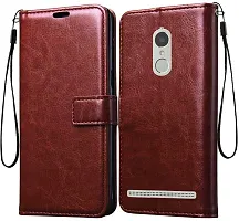 Coverblack Dual Protection Artificial Leather,Rubber Flip Cover For Lenovo A7020A48, K5 NoteVintage Brown-thumb1