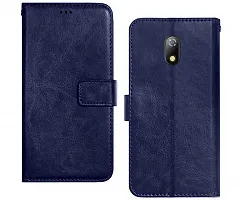 Coverblack Matte Finish Artificial Leather,Silicon Flip Cover For Itel _A23Aegean Blue-thumb1