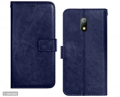 Coverblack Matte Finish Artificial Leather,Silicon Flip Cover For Itel _A23Aegean Blue-thumb2