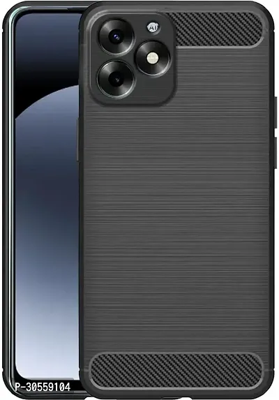 Coverblack Dual Protection Rubber Back Cover For Itel A70Black-thumb0