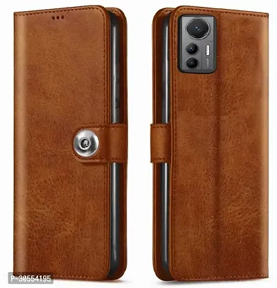 Coverblack Dual Protection Artificial Leather,Silicon Flip Cover For Mi 2203129G , Mi 12LiteVintage Brown-thumb0