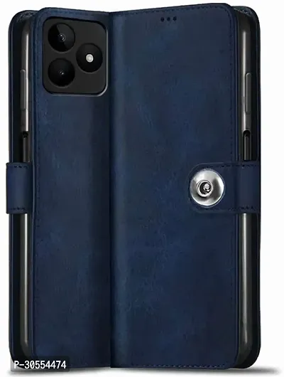 Coverblack Magnetic Case Artificial Leather,Rubber Flip Cover For Realme Narzo N53Blue-thumb0