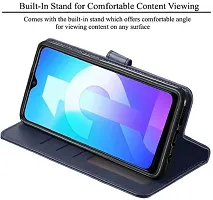 Coverblack Hybrid Tpu Artificial Leather,Silicon Flip Cover For Reno 8T 5GCph2505Navy Blue-thumb4