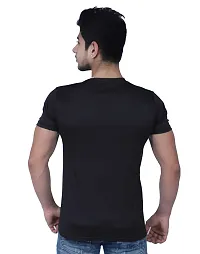 Elegant Black Nylon Solid Round Neck Tees For Men-thumb1