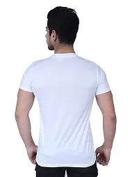 Elegant White Nylon Solid Round Neck Tees For Men-thumb1