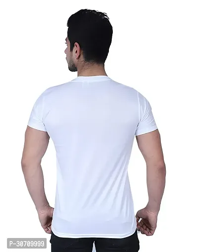 Elegant White Nylon Solid Round Neck Tees For Men-thumb2