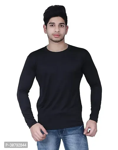 Reliable Black Nylon Solid T-Shirt For Men-thumb0