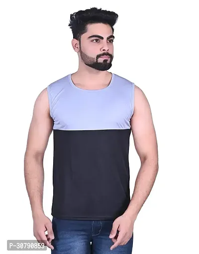 Stylish Grey Nylon Colourblocked Vest For Men