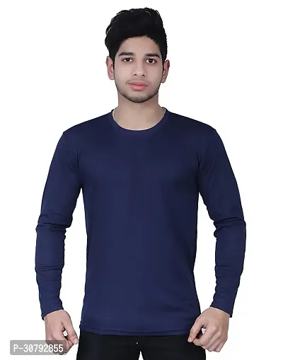 Reliable Navy Blue Nylon Solid T-Shirt For Men