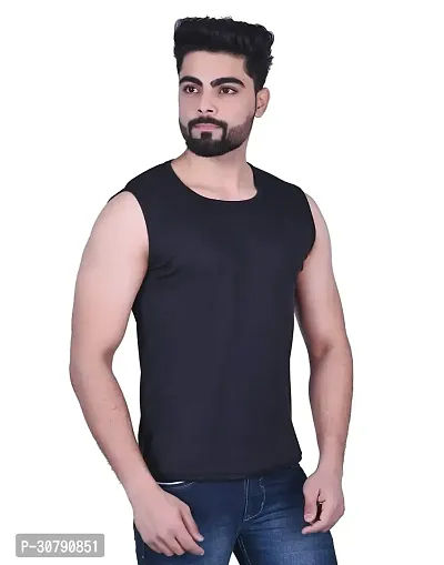 Stylish Black Nylon Solid Vest For Men