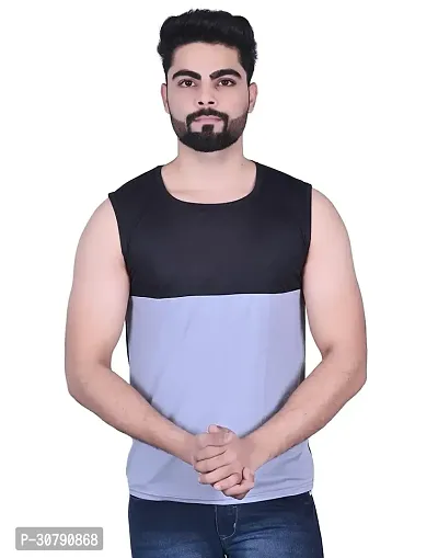 Stylish Grey Nylon Colourblocked Vest For Men