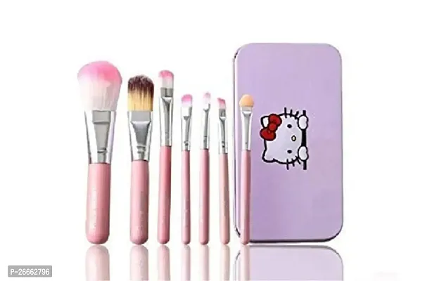 SLUKRL Kitty Makeup Brush Set with Storage Case (7 Pcs, Pink) - (Pack of 7)