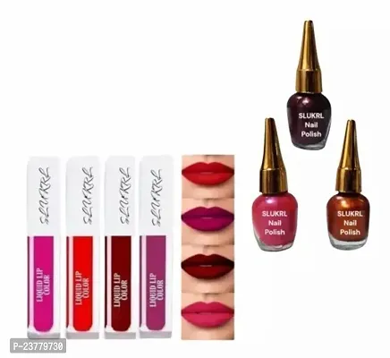Multicolor Red Lipstick And 3 Multicolor Nail Polish Pack Of 4