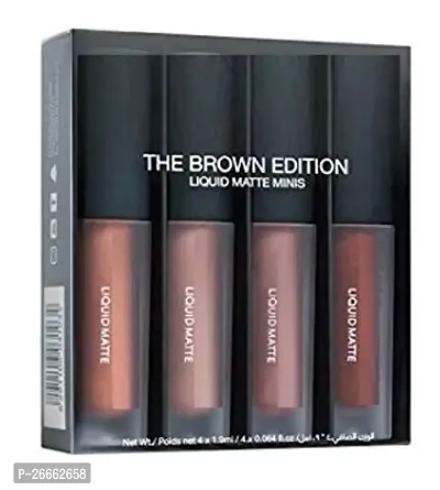 SLUKRL Liquid Matte Minis Lipstick (Brown Edition), 8-ml - (Pack of 4)