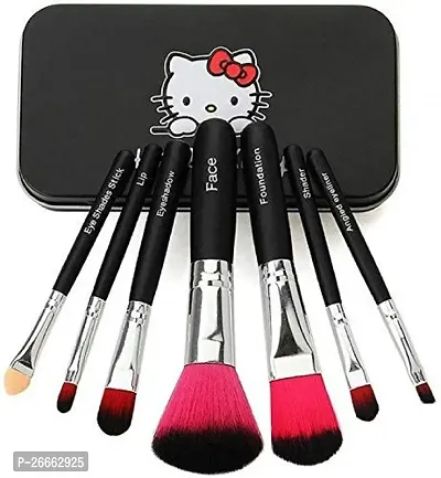 SLUKRL Kitty Makeup Brush Set with Storage Case (7 Pcs, Black) - (Pack of 7)