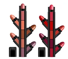 SLUKRL 5 in1 Lipstick Red Multicolor and Nude Brown Matte Multicolor Waterproof Longlasting-thumb1