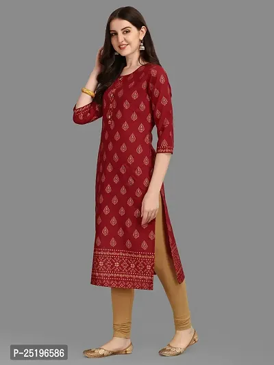 Lokelma Women's Printed Cotton Blend Regular Fit 3/4 Sleeve Lightweight Casual Wear Kurti (R-E-1485)-thumb5