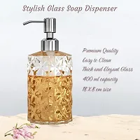 Luximal Pack of 1 Empty Glass Soap Dispenser Set for Bathroom, Wash Basin, Liquid Handwash Dispenser Bottle with Rust-Proof Plastic Pump, Liquid Soap Dispenser Bottle for Hand (19 x 7 CM, 400 Ml)-thumb1