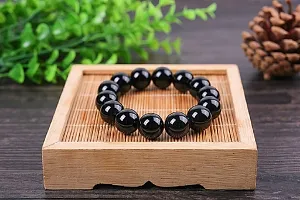 Luximal Black Tourmaline Natural Crystal Bracelet Gemstones Semi Precious Stone Healing Crystal Bracelet Protection  Grounding Charm Beaded Bracelet for Men and Women (Black)-thumb3