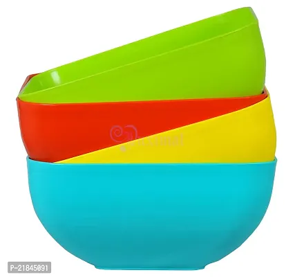Luximal Plastic Microwave Safe Unbreakable Mixing Bowl (17x17x8 cm, Square-500ml x 4, Multicolour)