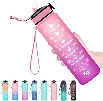 Luximal Motivational Fitness Sports Water Bottle Large Wide Mouth Leakproof Durable BPA Free Non-Toxic Bottle with Time Marker, Water Tracker Sipper Bottle - 1 Litre-thumb1