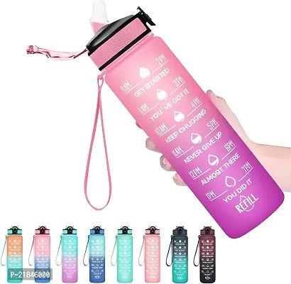 Luximal Motivational Fitness Sports Water Bottle Large Wide Mouth Leakproof Durable BPA Free Non-Toxic Bottle with Time Marker, Water Tracker Sipper Bottle - 1 Litre-thumb2