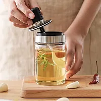 Luximal Borosilicate Kitchen Food Storage Pickle Jar Set Glass Spice Jar with Spoon Bottle for Salt, Sugar, Honey and Condiment Seasoning Pot Salt Spoon Jars with Airtight Attached Lid for Home  Restaurants ( 250 ml )-thumb3