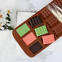 Luximal? Flexible Silicone Chocolate Mould Candy Ice Making Cube Tray Mould (21 x 12 cm, 15 Cavities) (Pack 1-Cubes)-thumb1