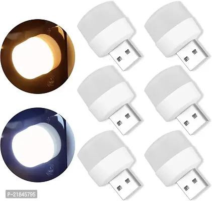 Luximal USB Plugin Night Light Mini LED Light Lamp Natural White LED Mini Flexible Lamp Small Night Lights for Kids Bedroom, Bathroom, Kitchen Outdoor Ambient USB Light Bulb (White, Pack of 4)-thumb0