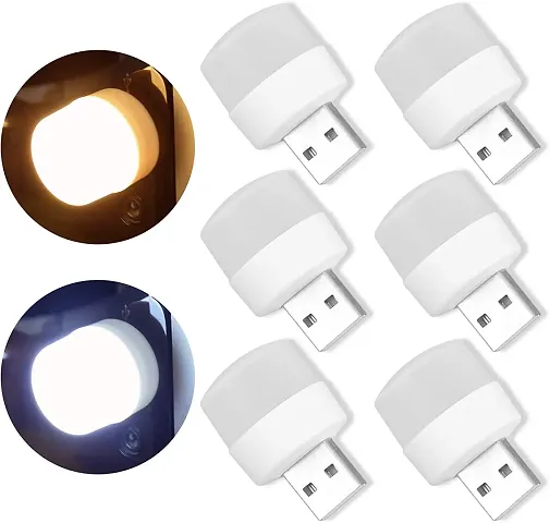 Luximal USB Plugin Night Light Mini LED Light Lamp Natural White LED Mini Flexible Lamp Small Night Lights for Kids Bedroom, Bathroom, Kitchen Outdoor Ambient USB Light Bulb (White, Pack of 4)